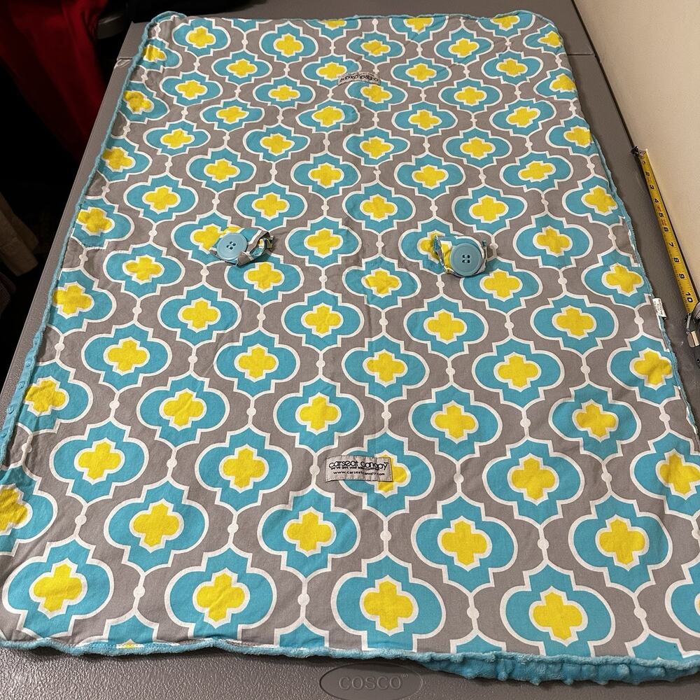 Carseat Canopy Infant Car Seat Cover Geometric Blue Gray Yellow White
